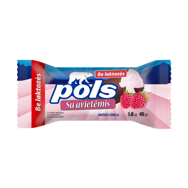 Varškės sūrėlis POLS SŪRELIS avietinis, be laktozės, 45 g