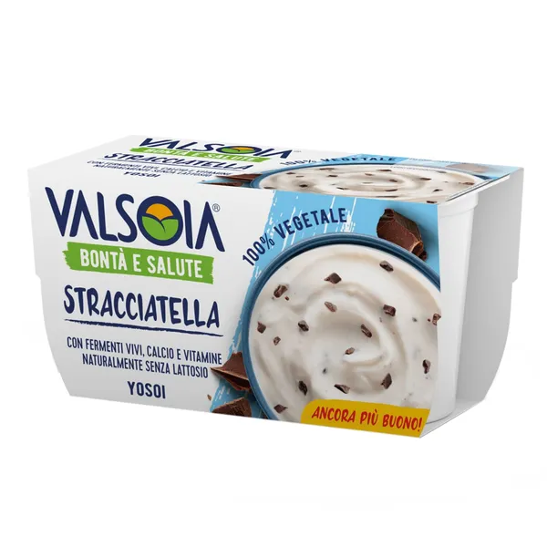 Veganiškas augalinės kilmės desertas su šokolado gabalėliais VALSOIA, 2 x 125 g