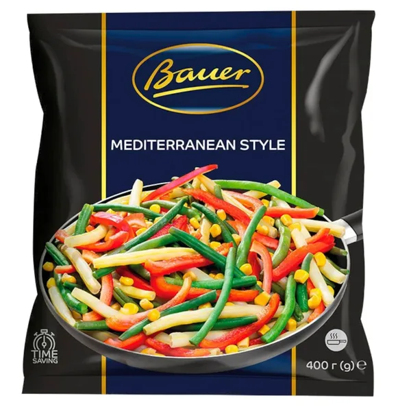 Viduržemio jūros stiliaus daržovių mišinys BAUER, šaldytas, 400 g