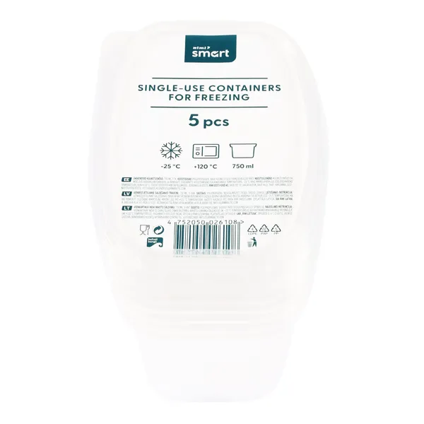 Vienkartiniai indai maisto šaldymui 350 ml, 5 vnt RIMI SMART