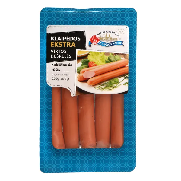 Virtos KLAIPĖDOS EKSTRA dešrelės, a. r., 260 g