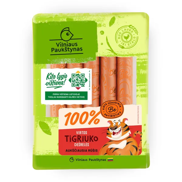 Virtos TIGRIUKO dešrelės be antibiotikų, a. r., 250 g