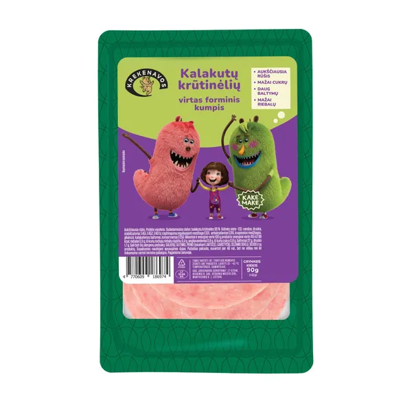 Virtas kalakutų krūtinėlių kumpis griežinėliais KAKĖ MAKĖ, 90 g