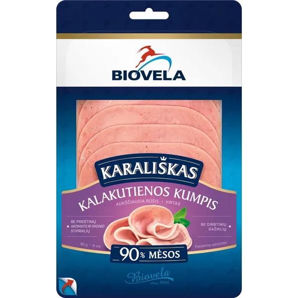 Virtas KARALIŠKAS kalakutienos kumpis BIOVELA, a.r., 90 g