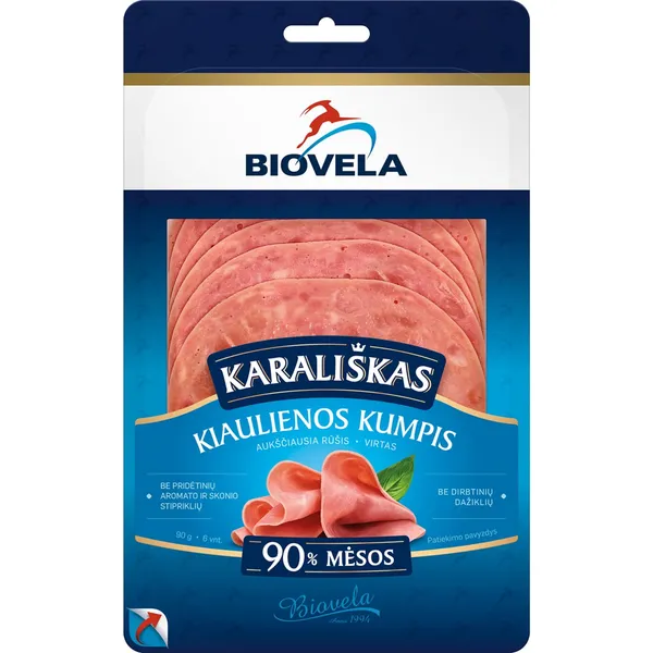 Virtas KARALIŠKAS kiaulienos kumpis BIOVELA, a.r., 90 g