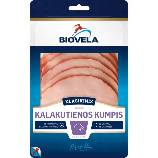 Virtas kalakutienos kumpis griežinėliais BIOVELA, I r., 90 g
