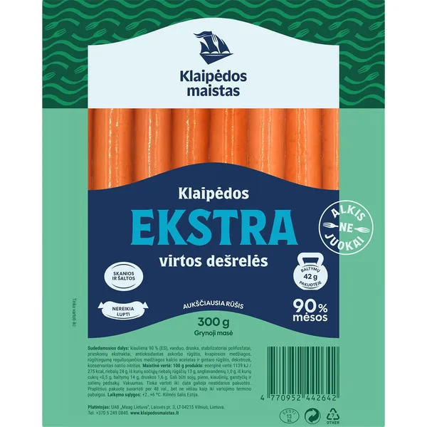 Virtos dešrelės KLAIPĖDOS MAISTAS KLAIPĖDOS EKSTRA, a.r., 300g