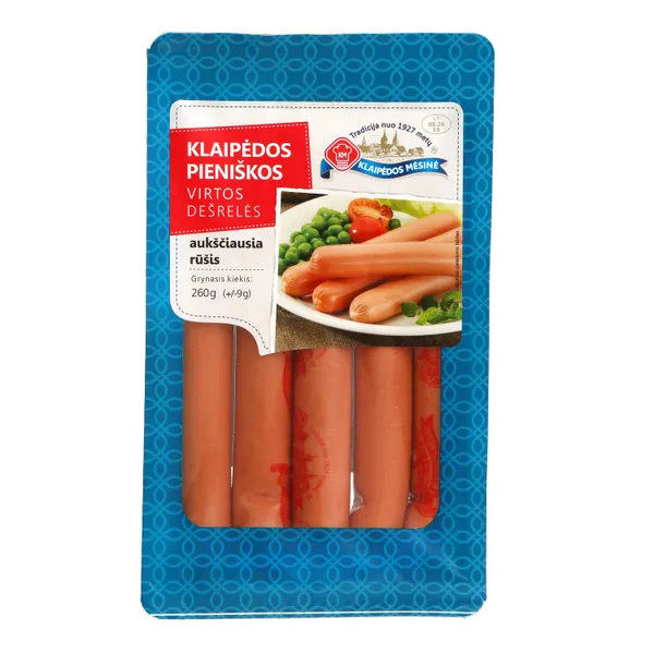 Virtos KLAIPĖDOS pieniškos dešrelės, a. r., 260 g