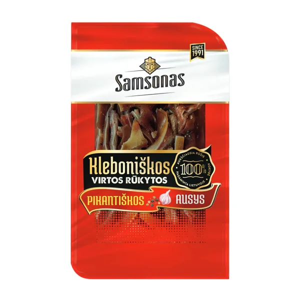 Virtos rūkytos KLEBONIŠKOS kiaulių ausys, pikantiškos, 200 g