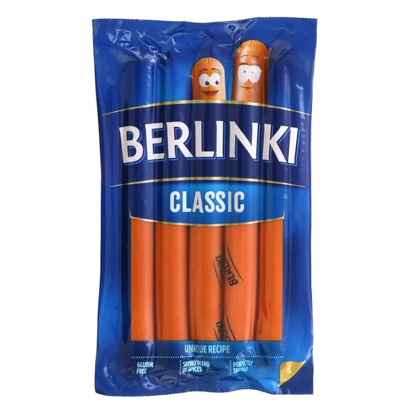 Virtos rūkytos kiaulienos dešrelės BERLINKI, 250 g