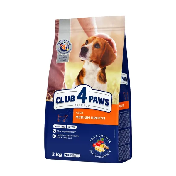 Visavertis pašaras vidutinių veislių suaugusiems šunims CLUB 4 PAWS, 2 kg