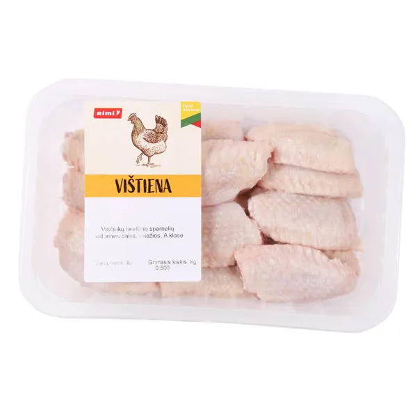 Viščiukų broilerių sparnelių vidurinės dalys, šviežia, A klasė RIMI, 500g