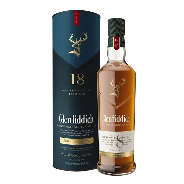Vieno salyklo škotiškas viskis GLENFIDICH 18YO dėžutėje, 40%, 0,7l