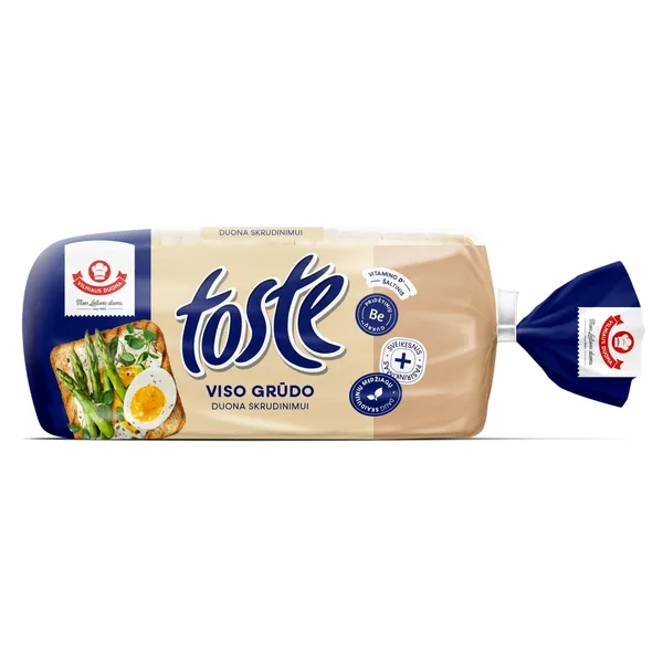 Viso grūdo skrudinimo duona TOSTE, 500 g