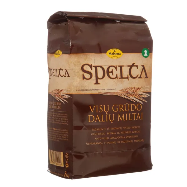 Viso grūdo speltų kvietiniai miltai MALSENA, 1 kg
