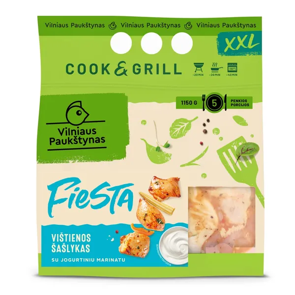 Vištienos šašlykas jogurtiniame marinate FIESTA VILNIAUS PAUKŠTYNAS, 1150 g