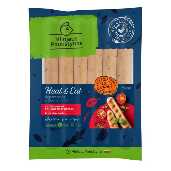 Virtos kepamosios vištienos dešrelės su džiovintais pomidorais HEAT&EAT, a.r., 270 g