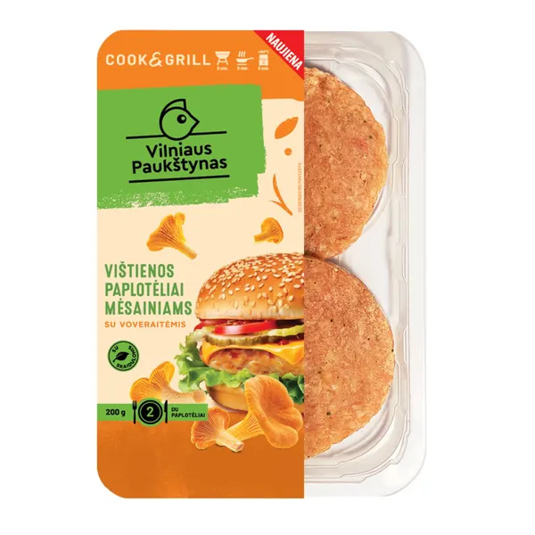 Vištienos paplotėliai mėsainiams, su voveraitėmis VILNIAUS PAUKŠTYNAS, 200 g