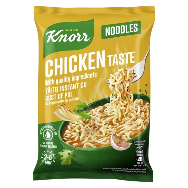 Greitai paruošimi makaronai  KNORR vištienos skonio, 61 g