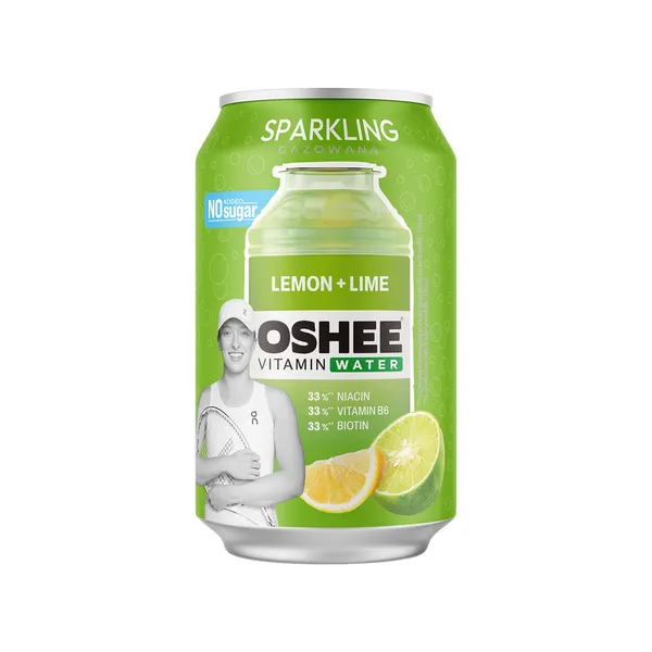 Vitaminizuotas gazuotas vanduo su saldikliu OSHEE citrinų ir žaliųjų citrinų skonio, 330 ml