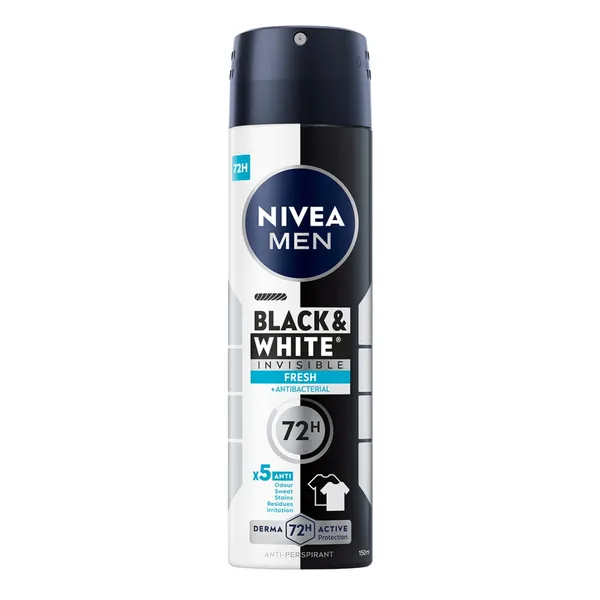 Vyriškas purškiamas dezodorantas NIVEA BLACK & WHITE FRESH, 150 ml