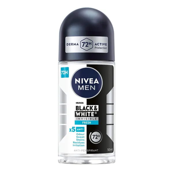 Vyriškas rutulinis dezodorantas NIVEA BLACK & WHITE FRESH, 50 ml