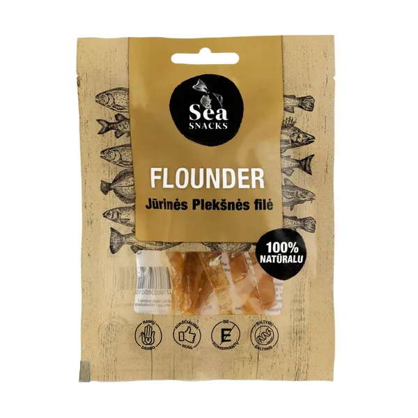Vytintos jūrinės plekšnės filė juostelės SEA SNACK, 30 g