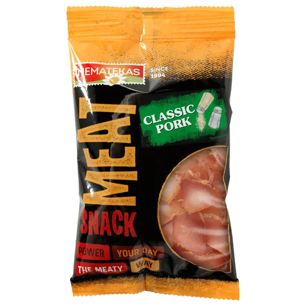 Vytinta kiaulienos nugarinė MEAT SNACK, klasikinio skonio, a. r., 50 g