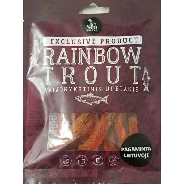 Vytintos vaivorykštinio upėtakio fllė juostelės SEA SNACKS, 30 g