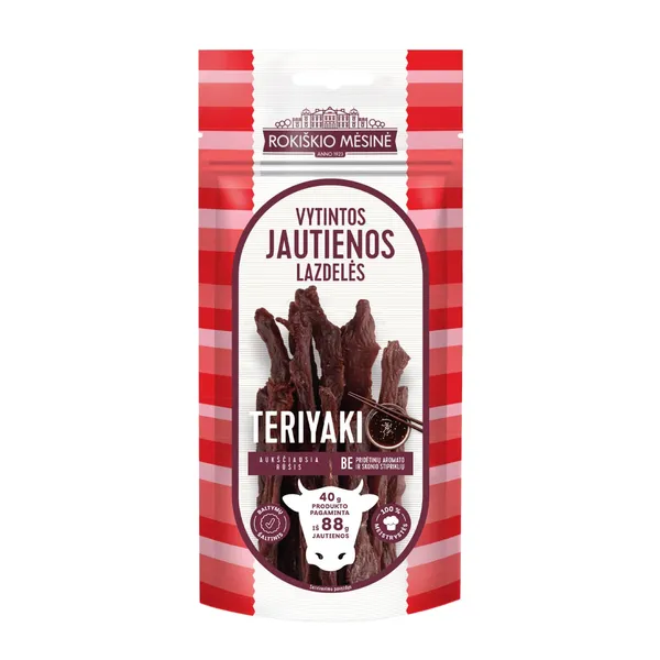 Vytintos jautienos lazdelės Terijaki skonio ROKIŠKIO MĖSINĖ, a. r., 40 g
