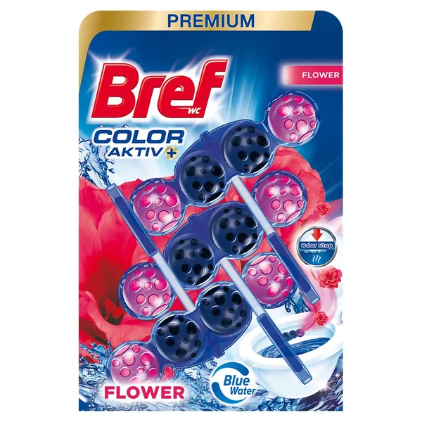 Tualeto valiklis-gaiviklis Bref Color Aktiv Fresh Flowers 3x50g
