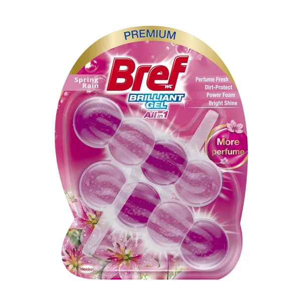 WC valiklis - gaiviklis, BREF Brilliant Gel, Spring Rain, 2 x 42g