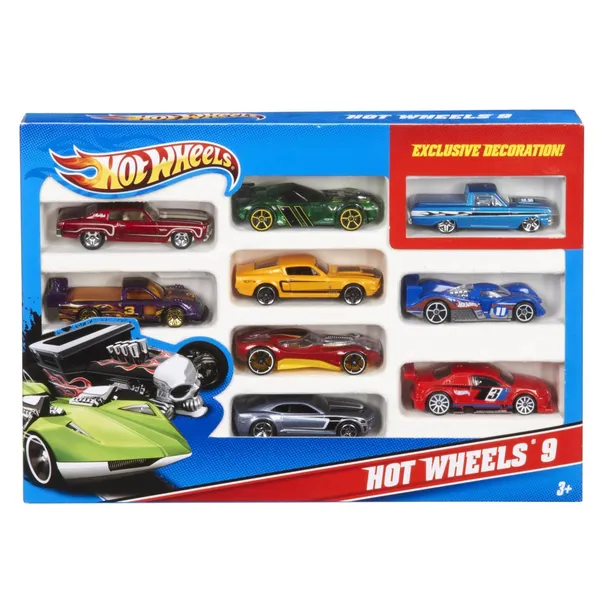 Žaislas 10 automodelių rinkinys HotWheels, spalva ir dizainas gali skirtis