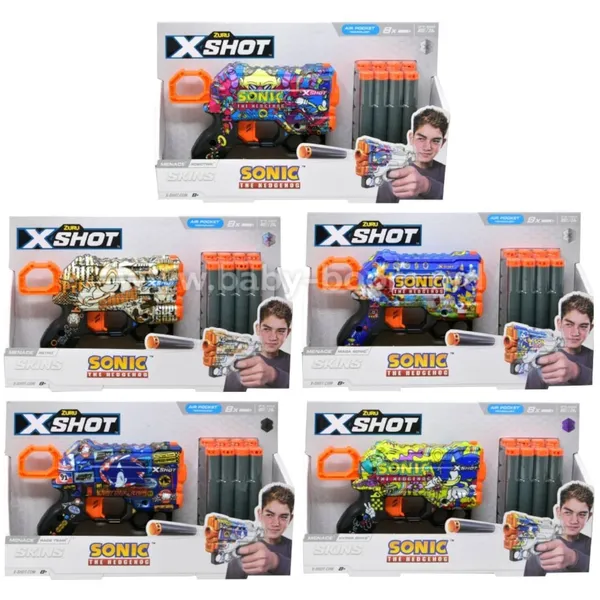 Žaislinis šautuvas XSHOT SONIC THE HEDGEHOG, 8 vnt., 36679 spalva ir dizainas gali skirtis