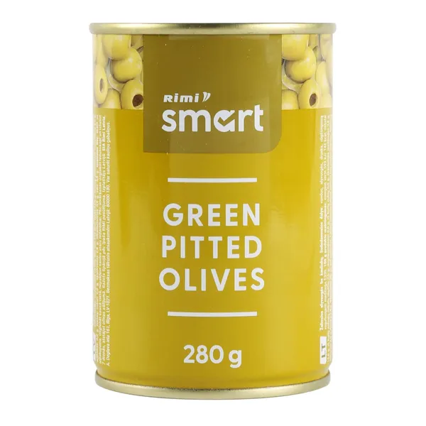 Žaliosios alyvuogės RIMI SMART be kauliukų, 280 g / 110 g