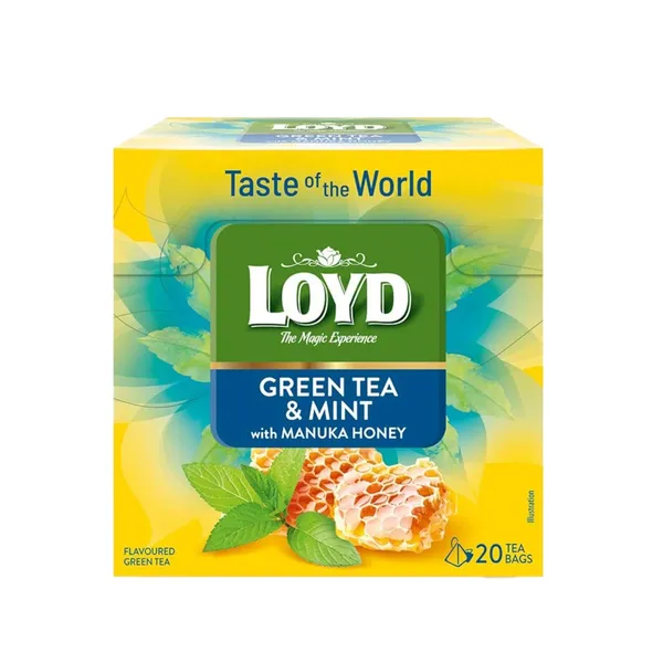 Žalioji arbata su mėtomis ir Manuka medumi LOYD, 20 x 1,7 g