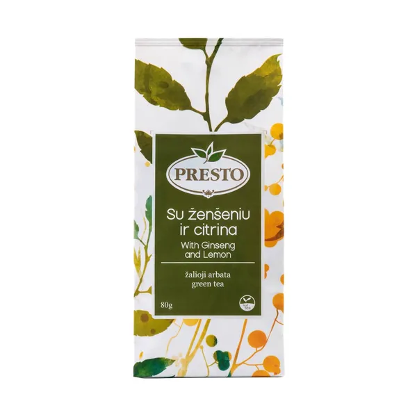 Žalioji arbata su ženšeniu ir citrina PRESTO, 80 g
