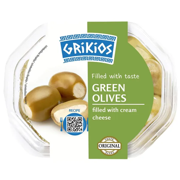 Žaliosios alyvuogės su sūrio įdaru, 200/150 g