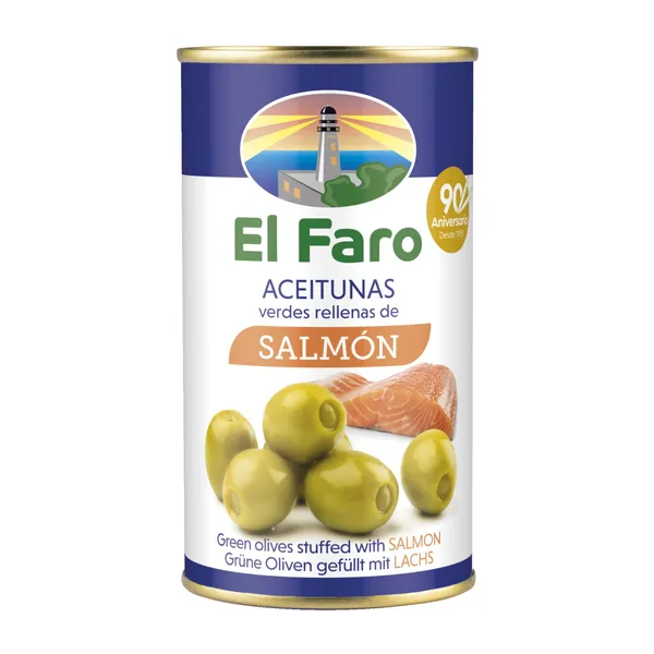 Žaliosios alyvuogės įdarytos lašiša EL FARO, 244 ml / 130 g