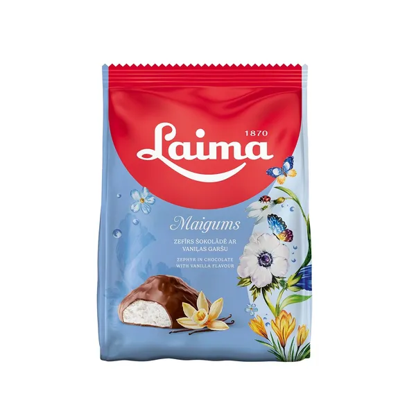 Zefyrai LAIMA MAIGUMS, glaistyti šokoladu, 175 g