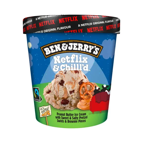 Žemės riešutų skonio valgomieji ledai su sūriai saldžių riestainiukų įdaru ir šokoladinio pyrago gabaliukais BEN&JERRY'S, 465 ml / 405 g