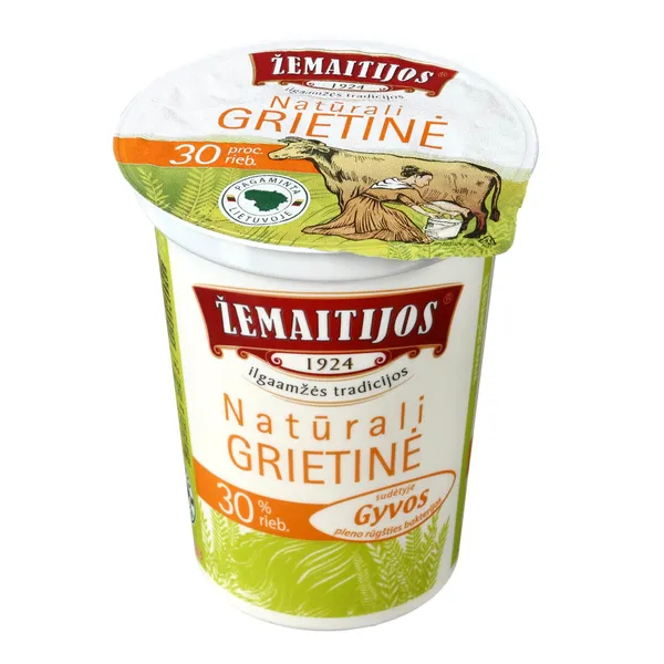 ŽEMAITIJOS natūrali grietinė, 30 % rieb., 400 g