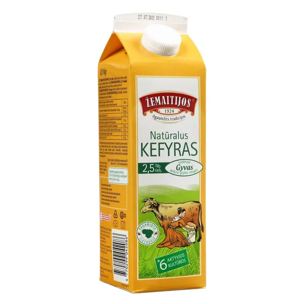 Natūralus ŽEMAITIJOS kefyras, 2,5 % rieb., 0.9 kg