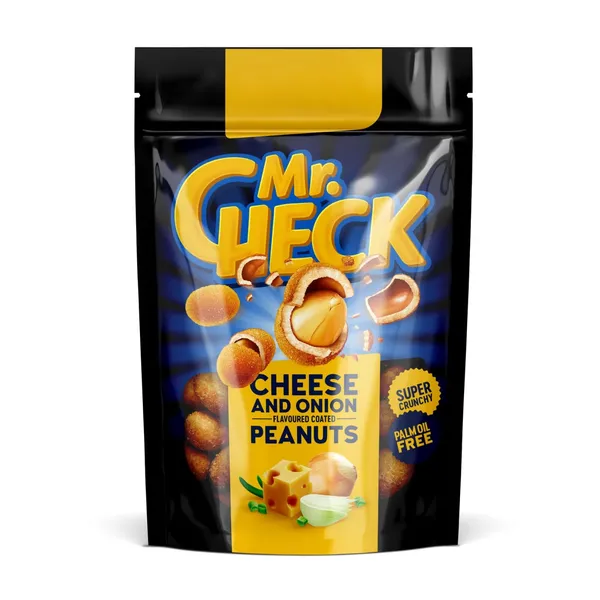 Žemės riešutai traškioje luobelėje MR.CHECK, su sūriu ir svogūnais, 150 g