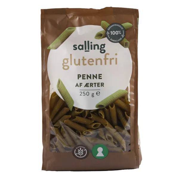 Žirnelių makaronai PENNE be glitimo SALLING GLUTENFRI, 250 g