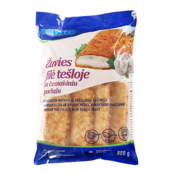 Žuvies filė tešloje su česnakiniu padažu NOWACO, 44 % žuvies, 800 g