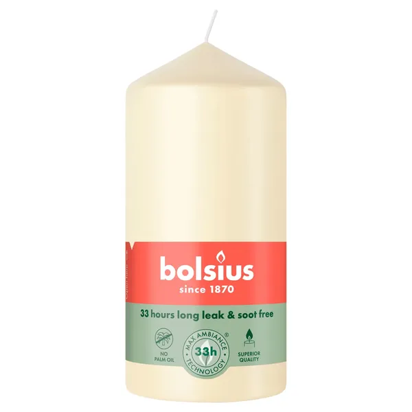 Žvakė Bolsius cilindrinė dramblio kaulo spalvos 120/58mm