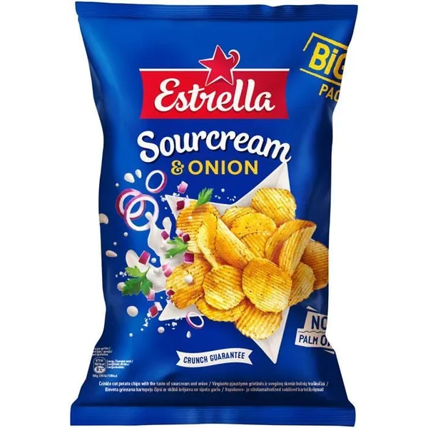 Čipsi Estrella Ar lauku krējuma/sīpolu g.