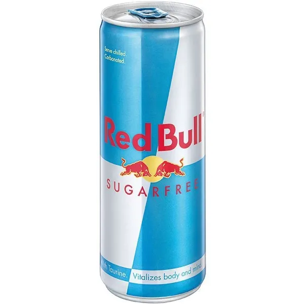 Enerģijas dzēr. Red Bull Sugar Free skārd.