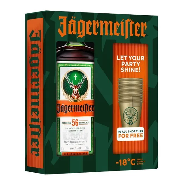 Liķieris Jagermeister +9 alum.glāzes 35%